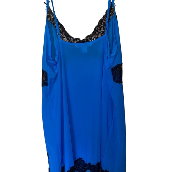 Victoria’s Secret Blue Sleep Pajama Camisole Slip Top Lace Trim Large - Picture 3 of 5